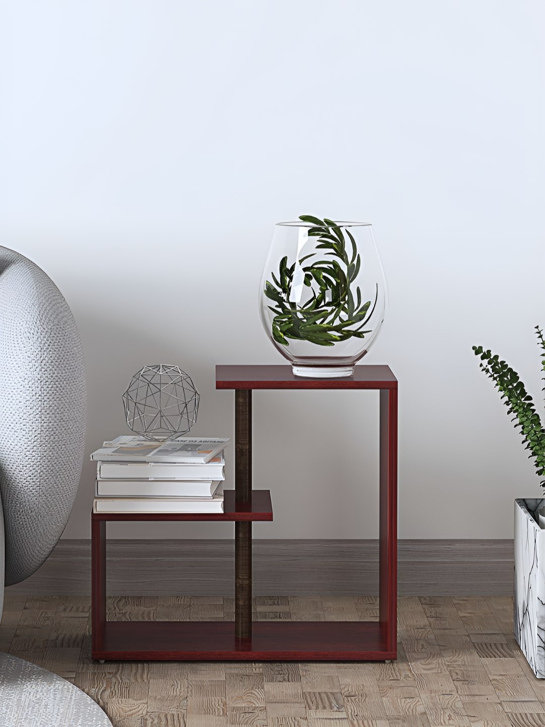 

RANDOM Maroon Wooden Square Bedside Table