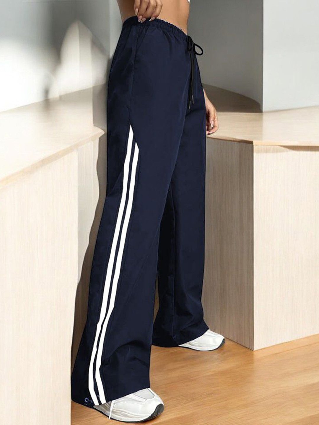 

TABADTOD Women Relaxed Loose Fit Easy Wash Wide Leg Trousers, Navy blue
