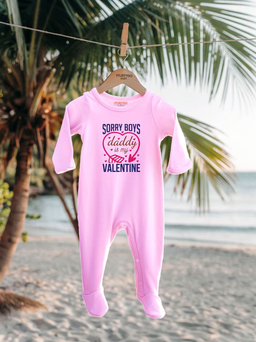 

FFLIRTYGO Infants Valentine Day Printed Cotton Sleepsuit, Pink