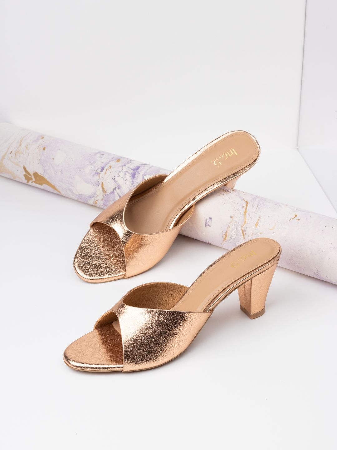 

Inc 5 Women Party Block Heel Sandals, Rose gold