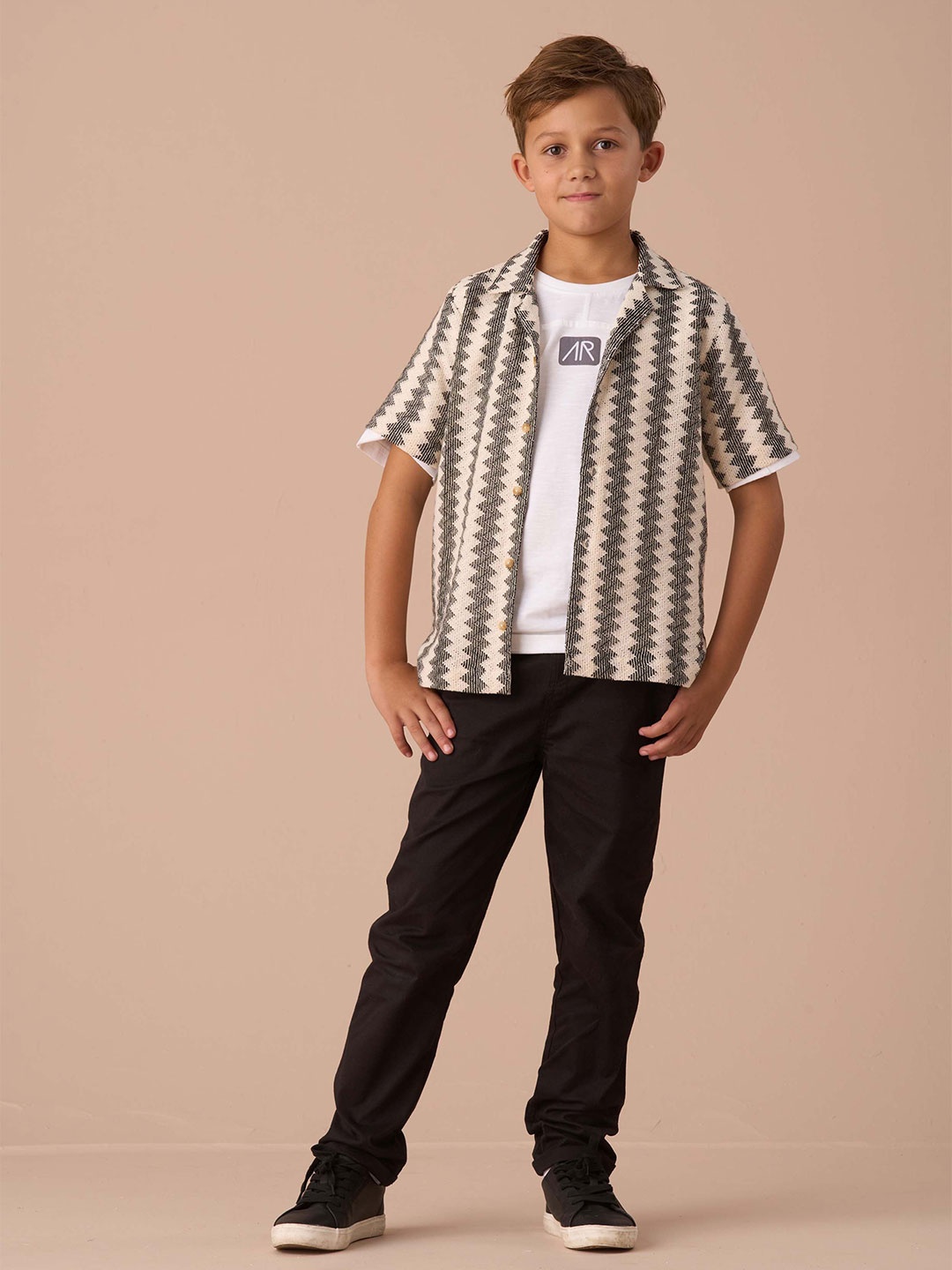 

Angel & Rocket Cody Pattern Knitted Shirt, Black