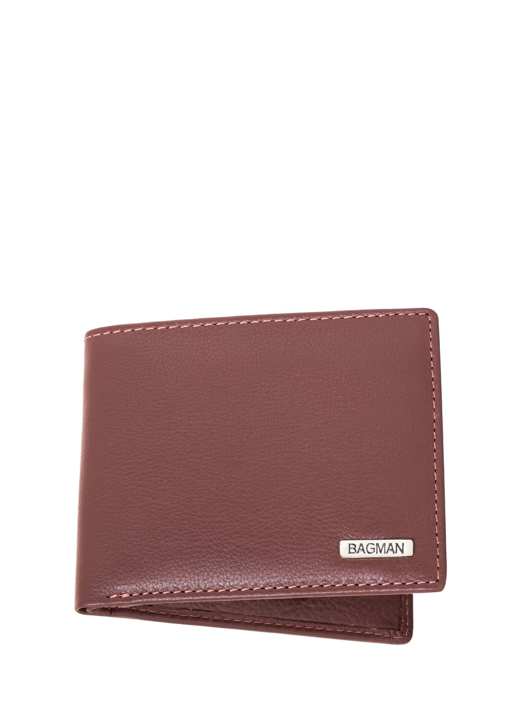 

BAGMAN Men Leather Two Fold Wallet, Maroon