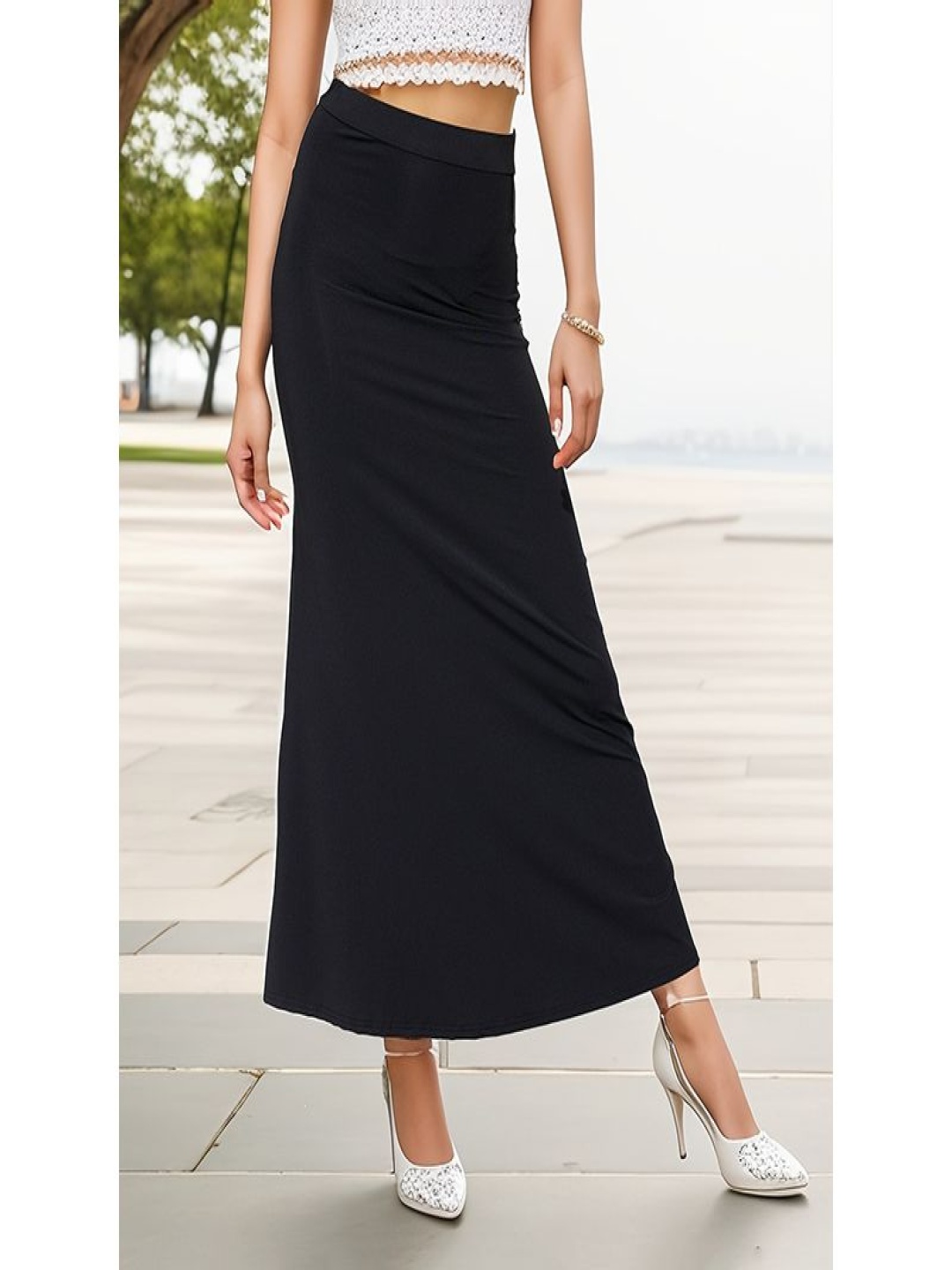 

StyleCast x Revolte Flared Maxi Skirt, Black