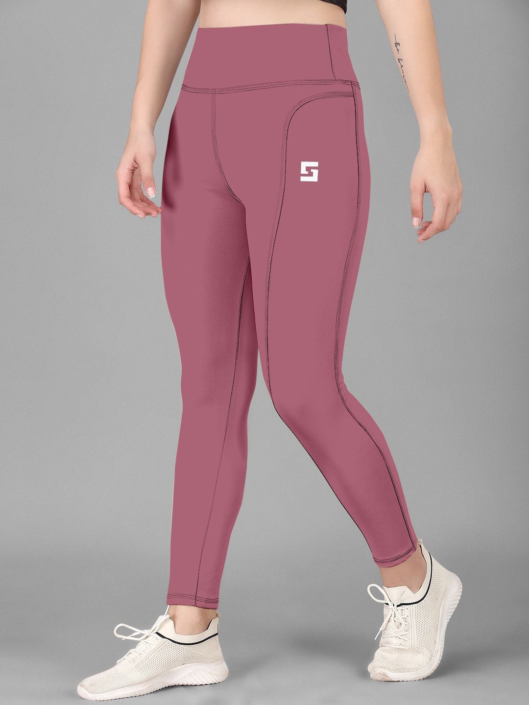 

POOJARAN SAREE Women High Rise Yoga Tights, Maroon