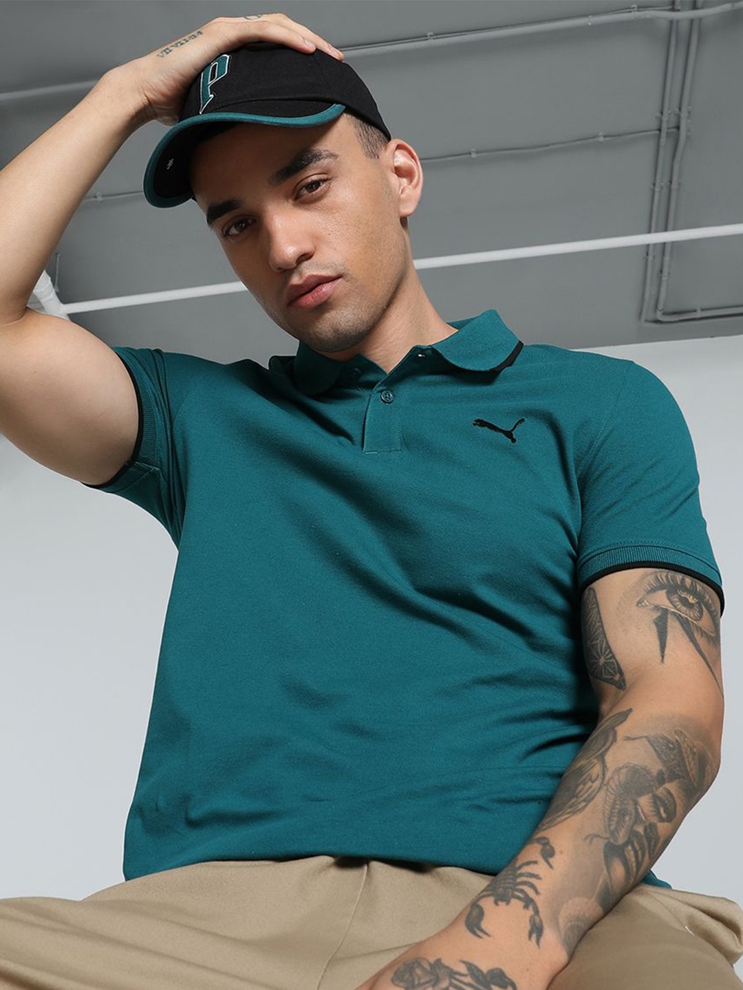 

Puma Collar Tipping Heather Men's Slim Fit Polo, Green