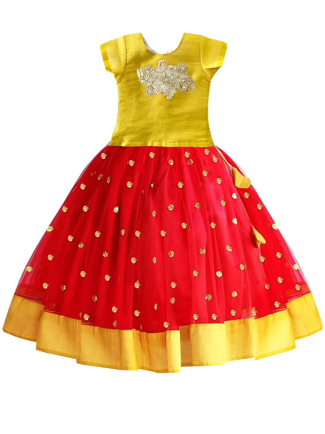 

STANWELLS KIDS Girls Embroidered Ready to Wear Lehenga &, Red
