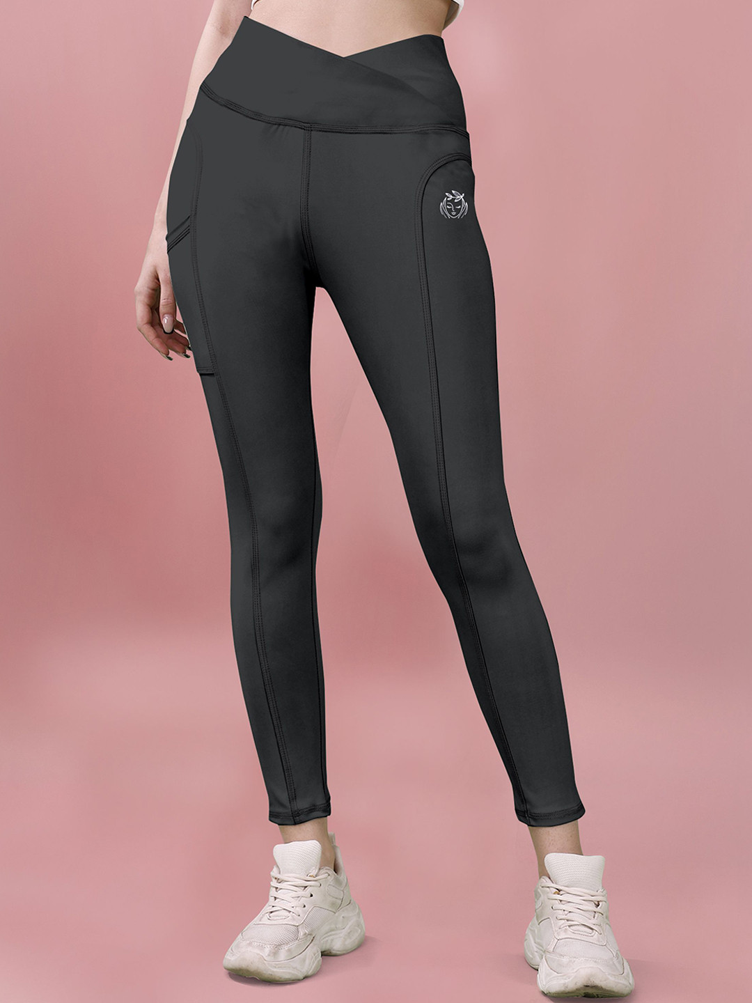 

POOJARAN SAREE High Rise Yoga Tights, Grey
