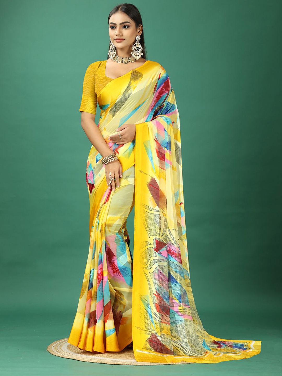 

NIRMAL CREATION Women Satin Saree With Blouse Piece, Yellow