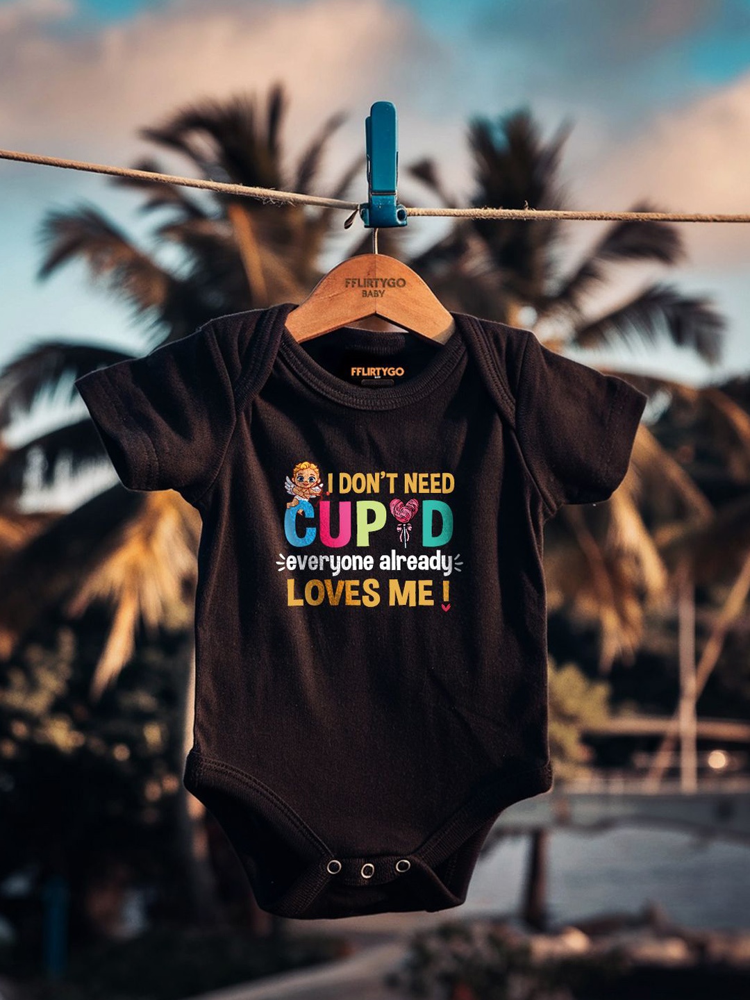 

FFLIRTYGO Infants Valentine Day Printed Cotton Bodysuit, Black