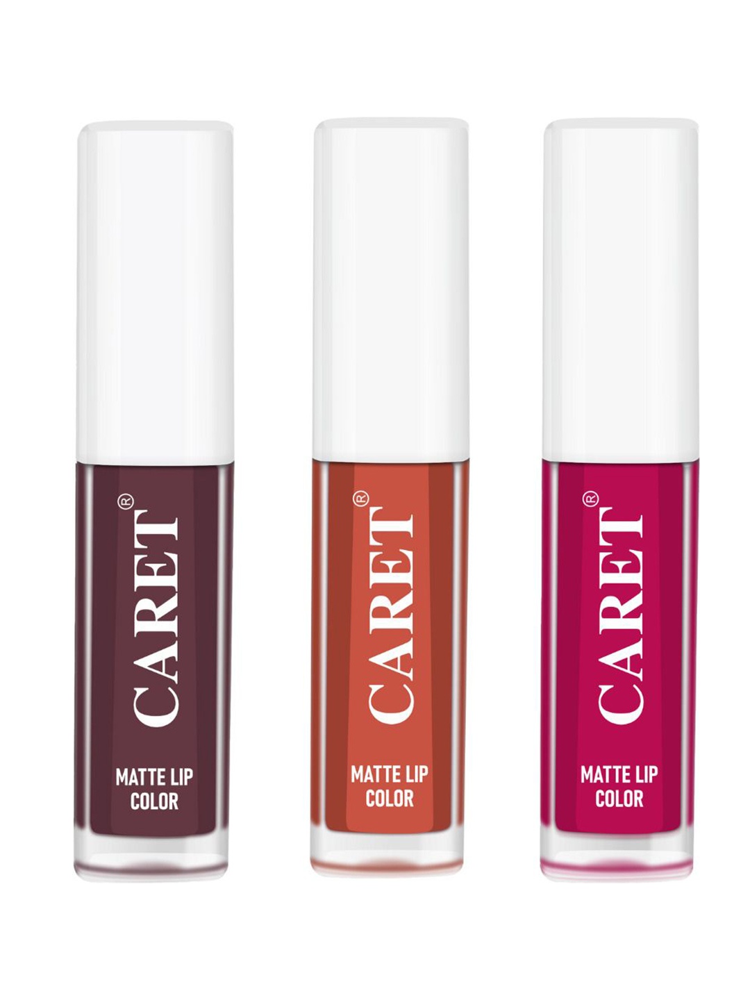 

CARET ORGANIC Set Of 3 Super-Pigmented Liquid Matte Lipsticks - 2 ml Each - 7 - 6 - 5, Pink