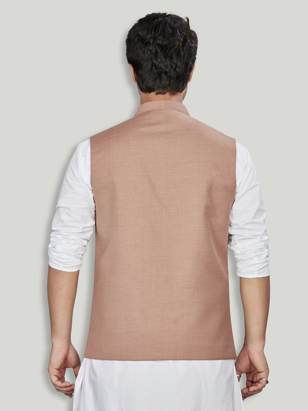 

Authentics Men Self-Design Nehru Jacket, Brown