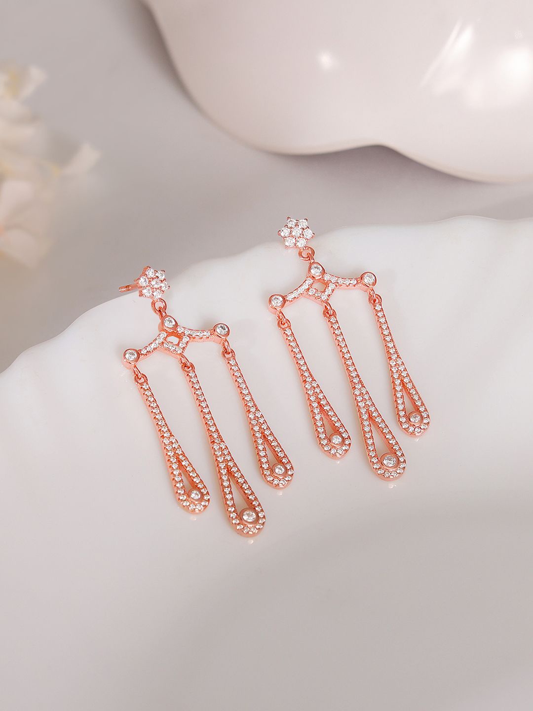 

GIVA Contemporary Drop Earrings, Rose gold