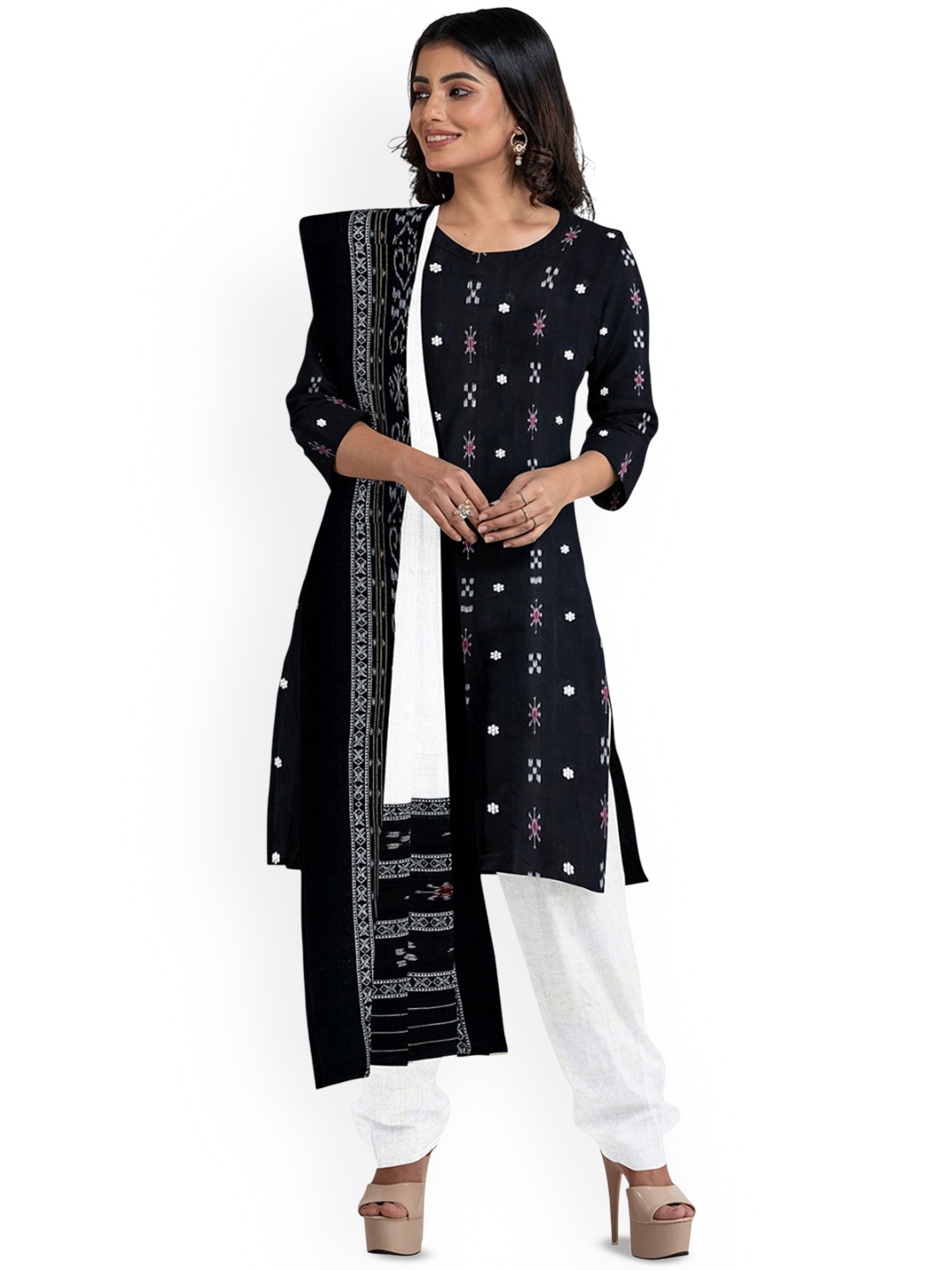 

KALPRA FASHION Pure Cotton Unstitched Dress Material, Black