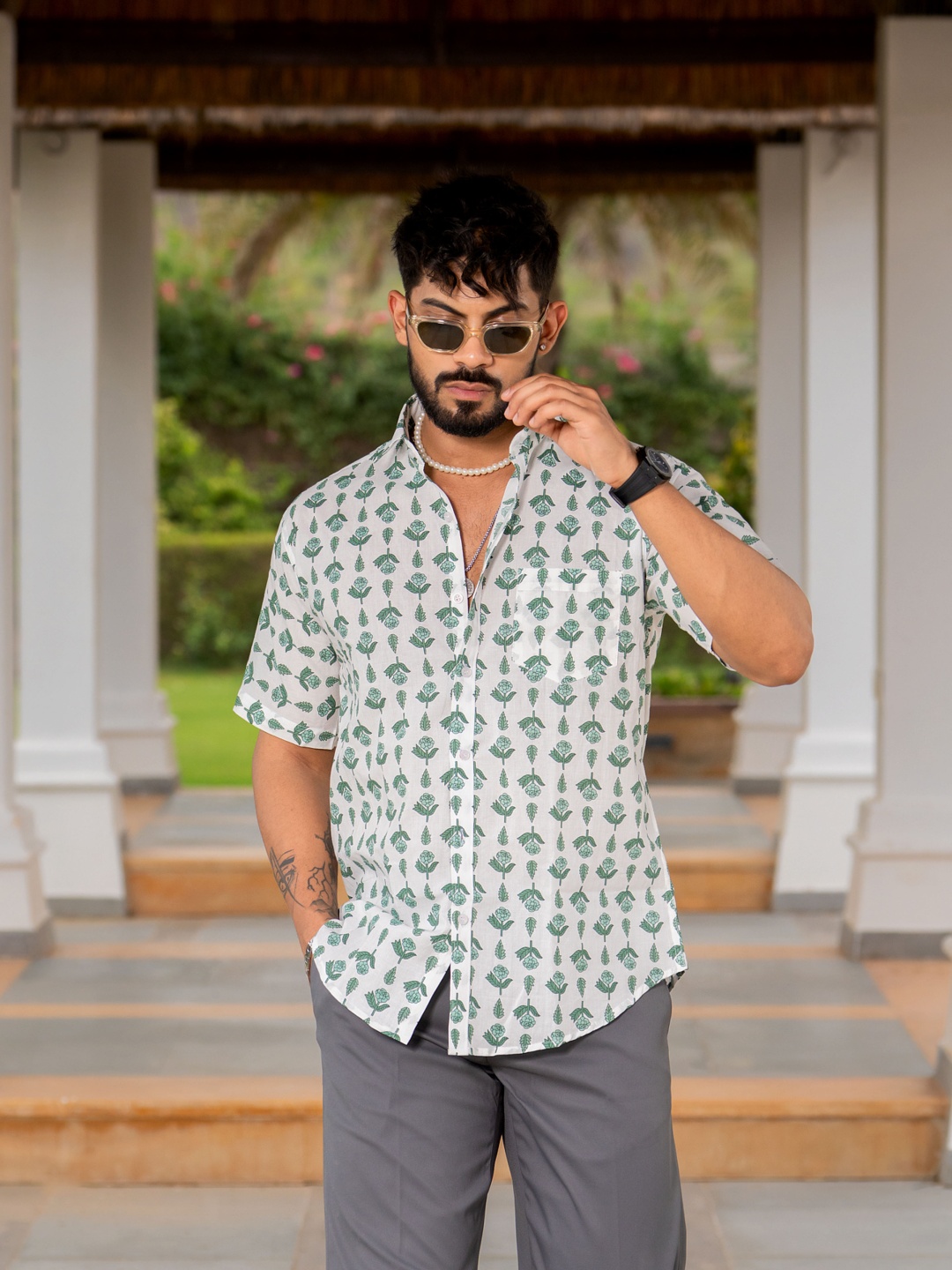 

Tistabene Men Comfort Floral Opaque Printed Casual Shirt, Off white