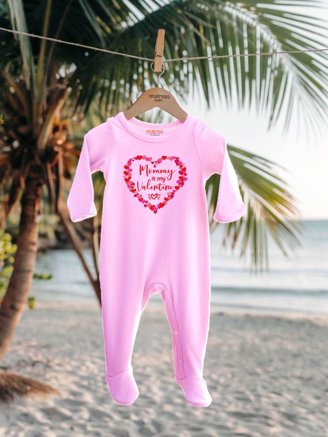 

FFLIRTYGO Infants Valentine Day Printed Cotton Sleepsuit, Pink