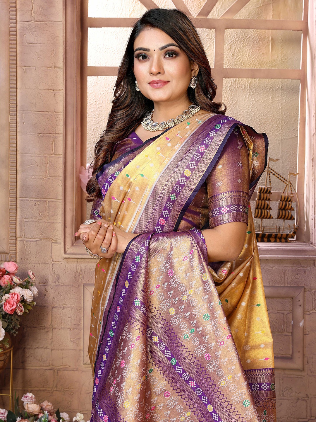 

Vintro Woven Design Patola Saree, Purple