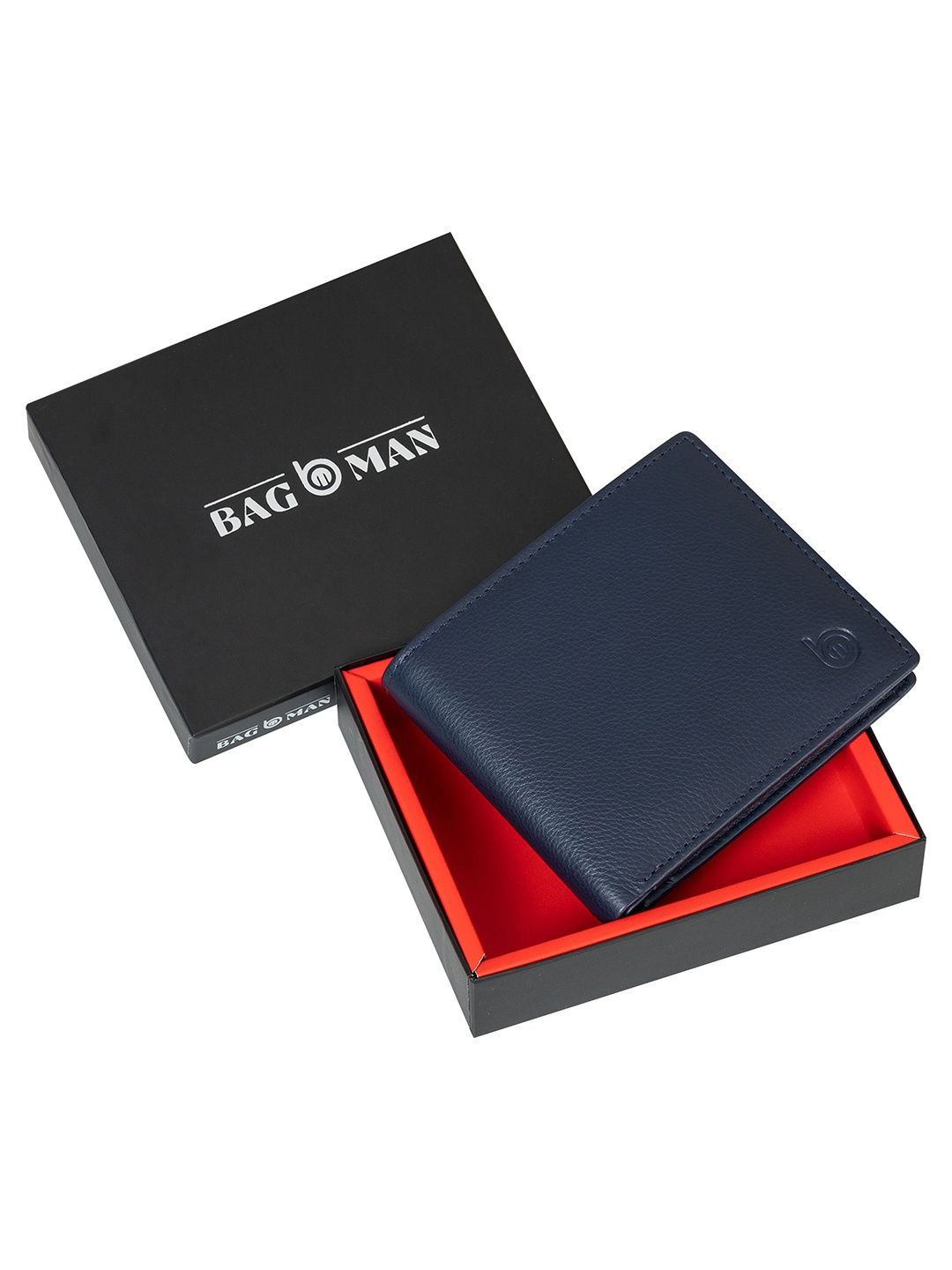 

BAGMAN Men Leather Two Fold Wallet, Blue