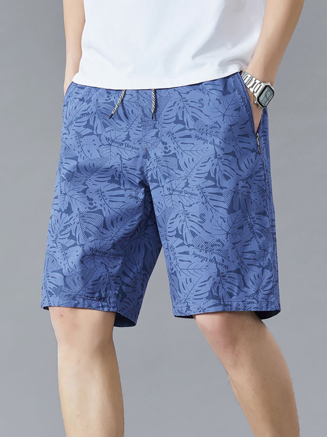 

StyleCast x Revolte Men Conversational Printed Shorts, Blue