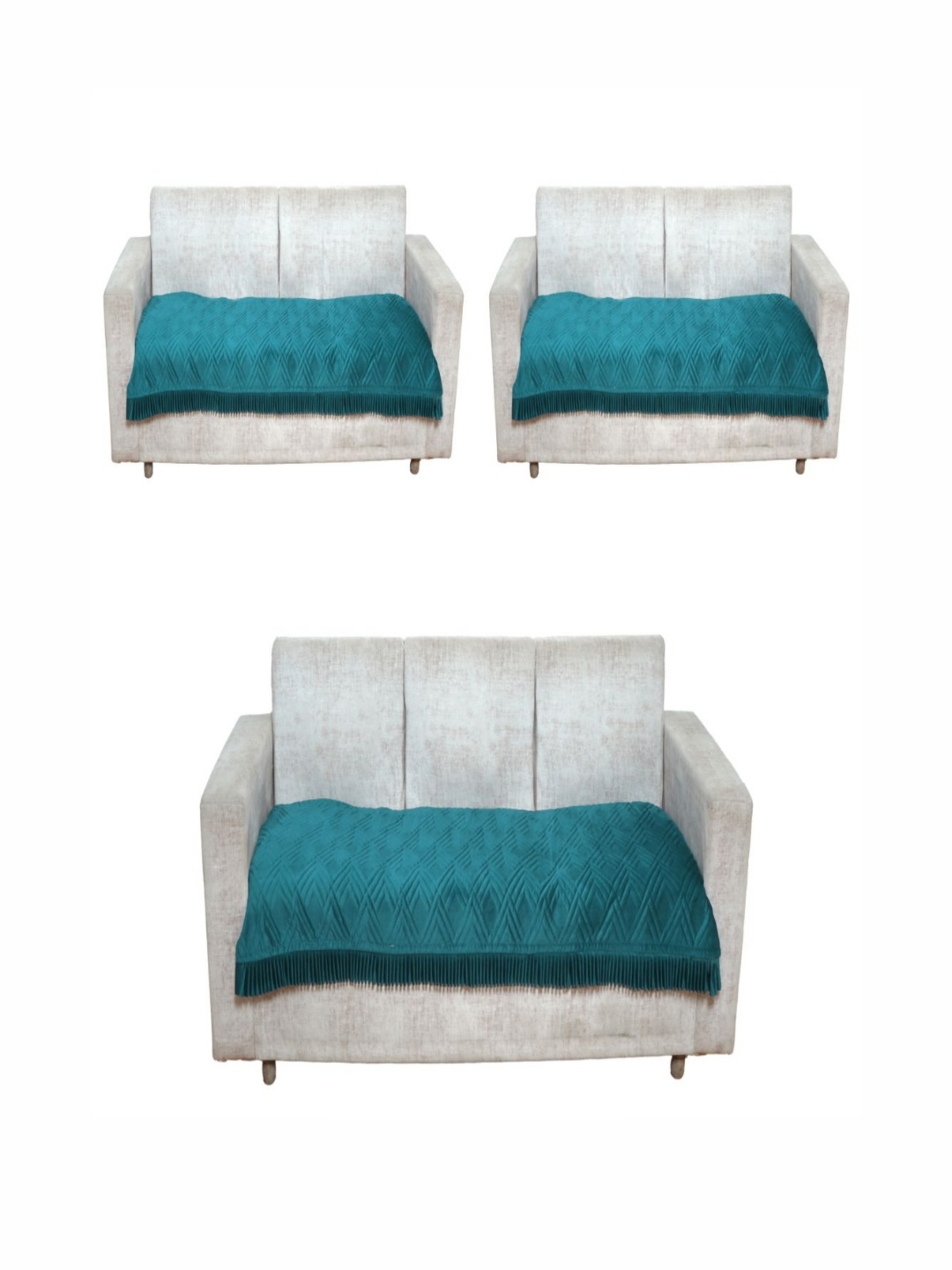 

Fashion Throw Teal Velvet 3 Piece Sofa Cover