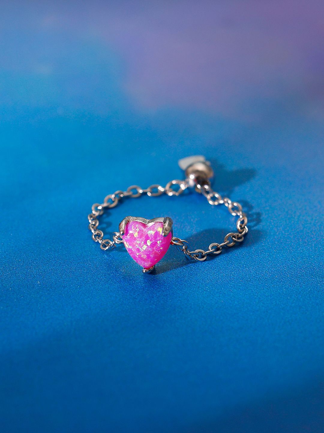 

GIVA 925 Sterling Silver Rhodium-Plated Opal Studded Gypsy Heart Adjustable Finger Ring