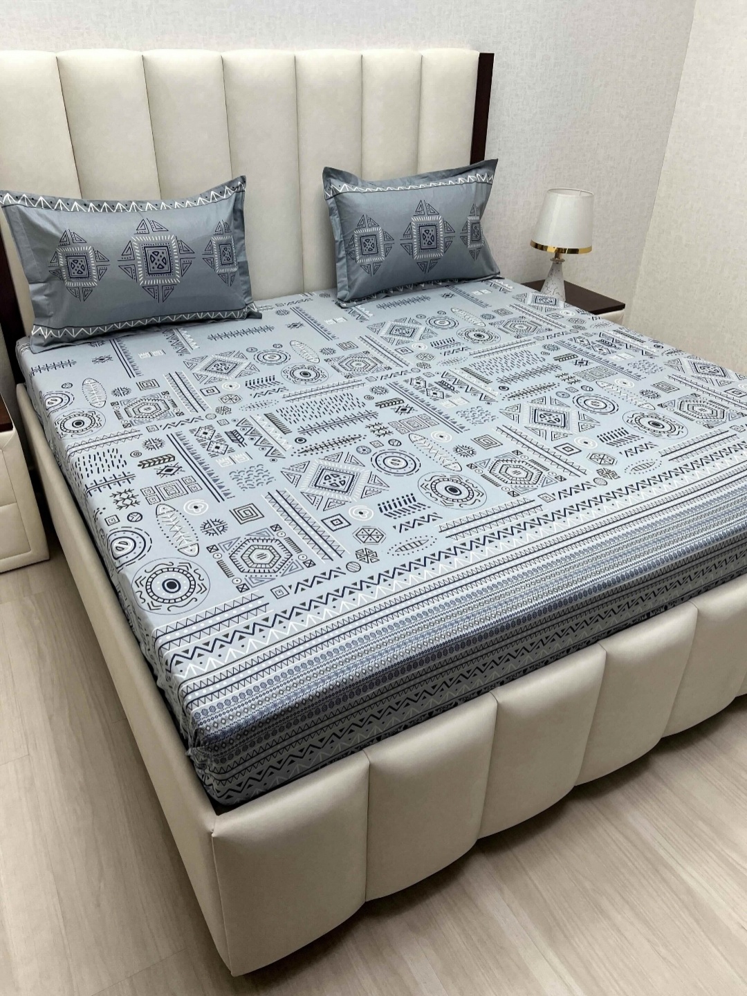 

Pure Decor Cotton King Size Double Bed Bedsheet With 2 Pillow Covers 2.74m X 2.74m, Grey