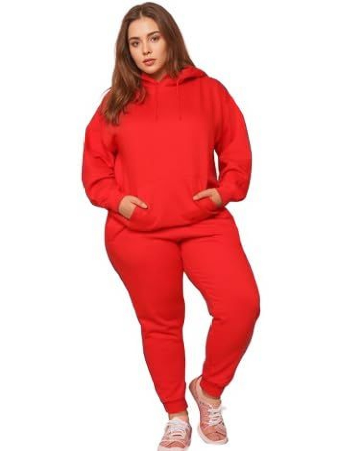 

NOTWILD Women Cotton Hooded Tracksuit, Red