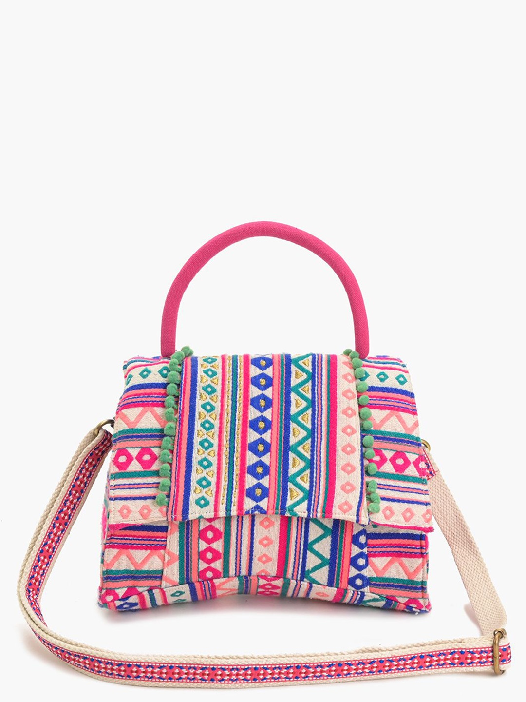 

Sangria Women Geometric Printed Structured Shoulder Bag, Pink