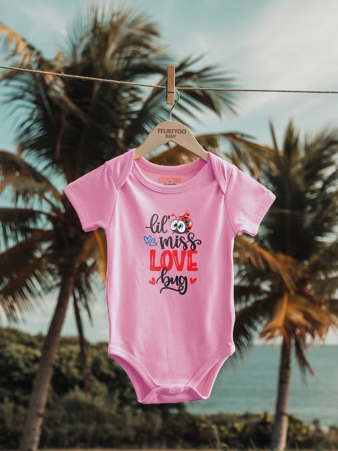 

FFLIRTYGO Infants Valentine day Printed Cotton Bodysuit, Pink