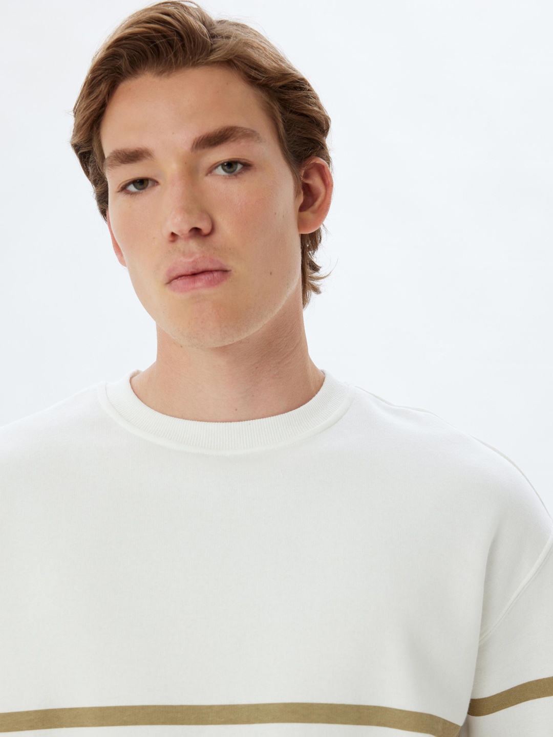 

Koton Men Striped Round Neck Pure Cotton Sweatshirt, White