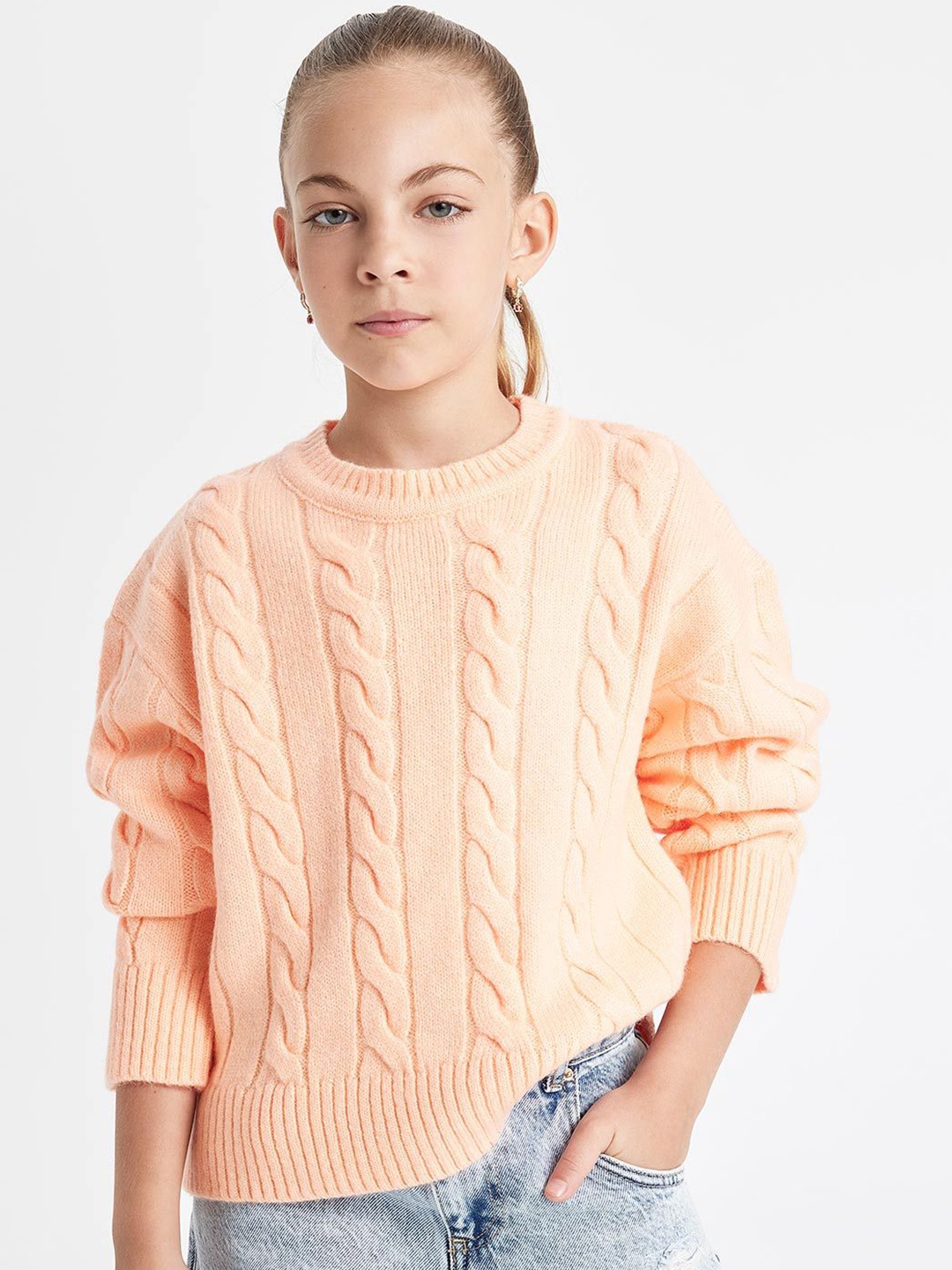 

DeFacto Girls Round Neck Pullover, Orange