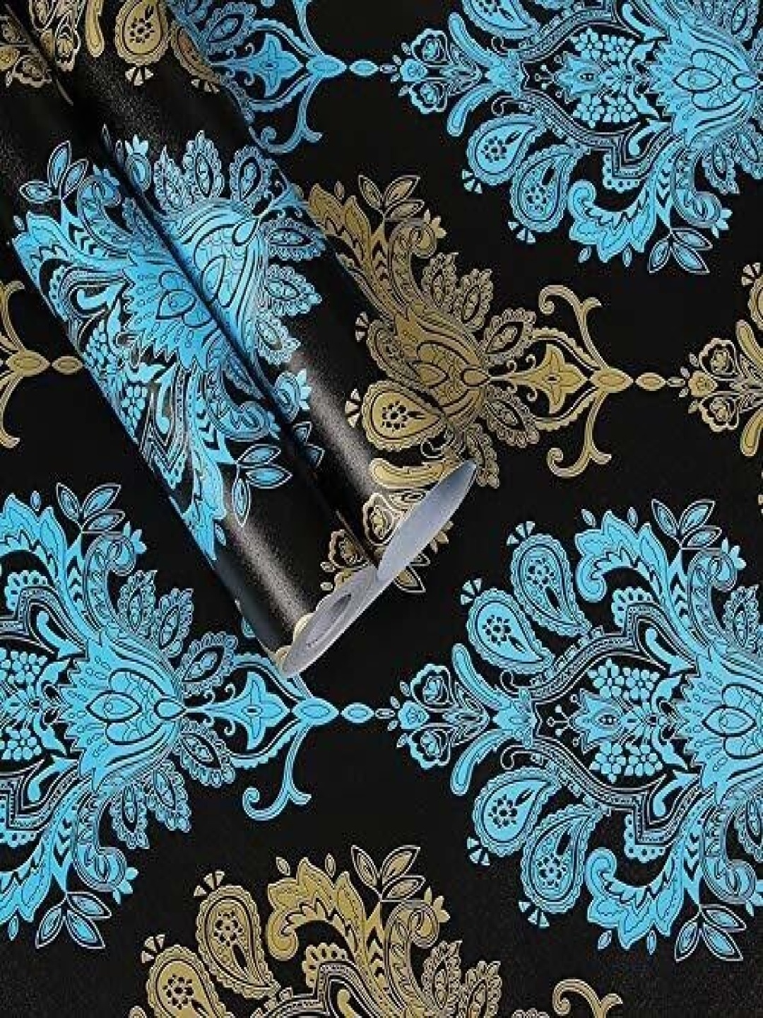 

ANNA CREATIONS Black & Blue Printed Decorative Wallpaper