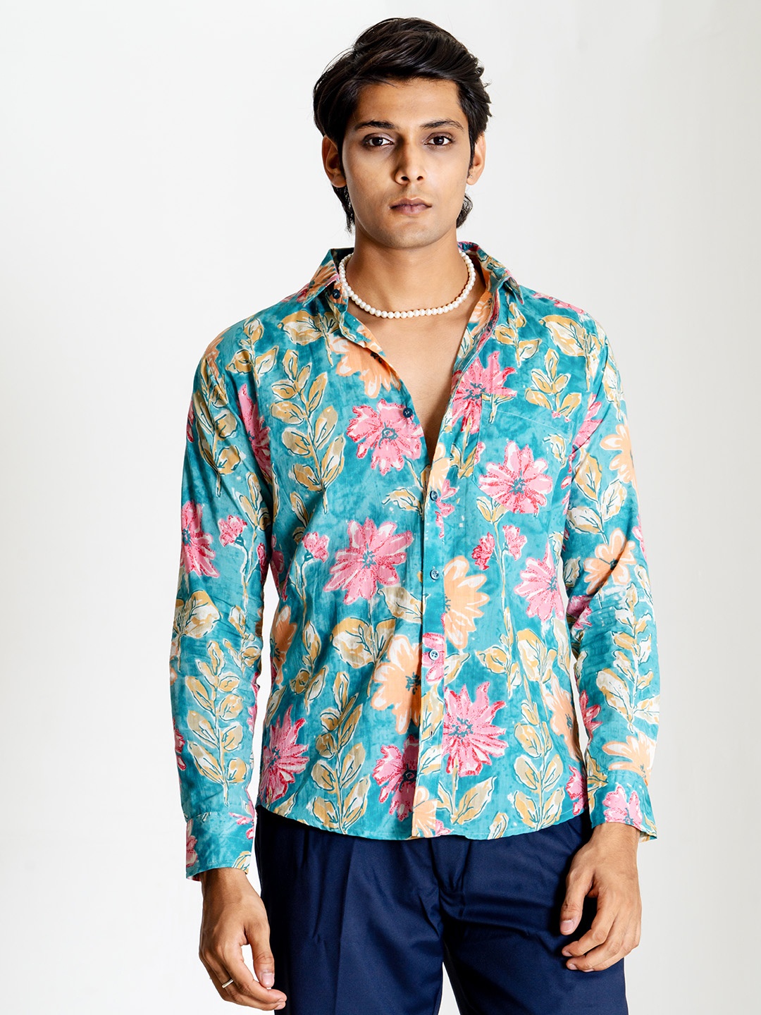 

Tistabene Men Comfort Floral Opaque Printed Casual Shirt, Blue
