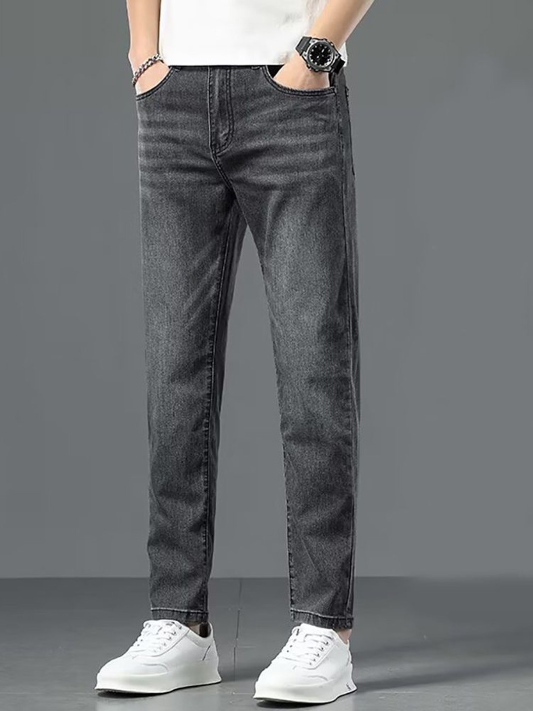

StyleCast x Revolte Men Light Fade Jeans, Black