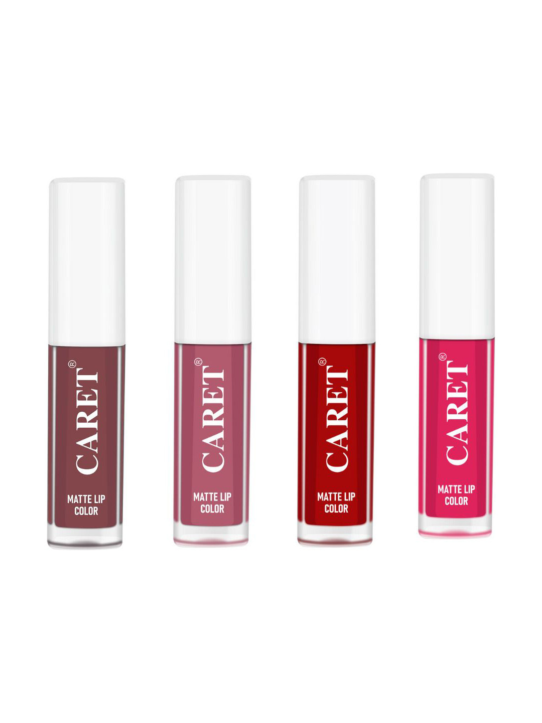 

CARET ORGANIC Set Of 4 Super-Pigmented Liquid Matte Lipsticks - 2 ml Each - 1-8-6-7, Red