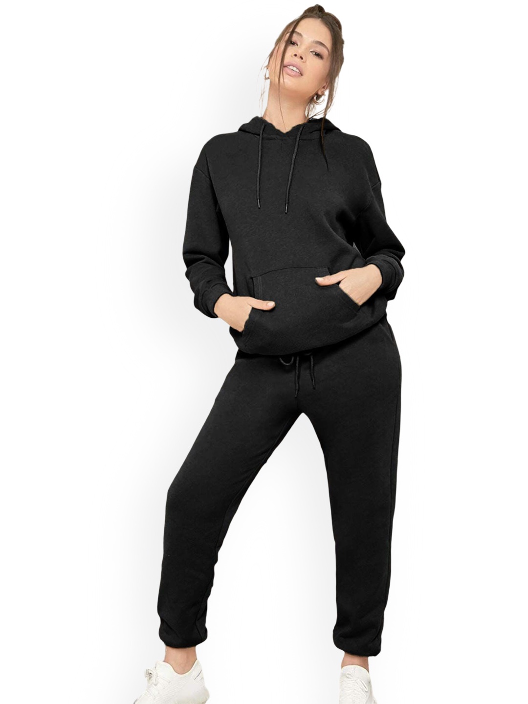 

NOTWILD Women Plus Size Hooded Cotton Tracksuits, Black