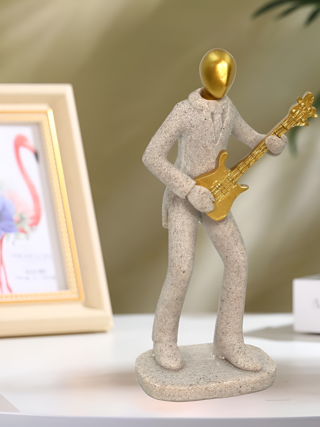 

Cortina Resin Gitar Statue for Home Decor, Grey