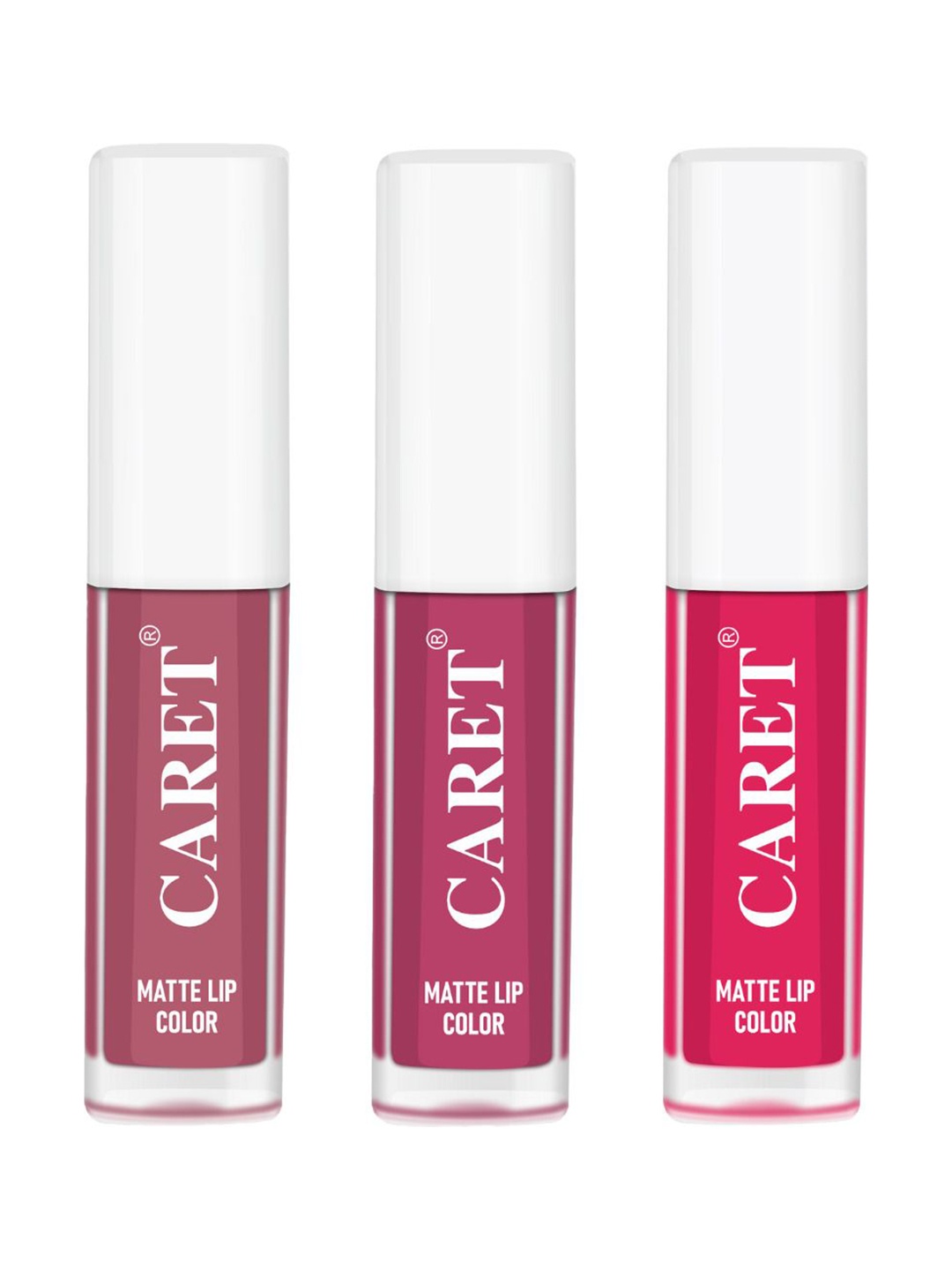 

CARET ORGANIC Set Of 3 Super-Pigmented Liquid Matte Lipsticks - 6 ml - Shade 2 - 8 -4, Pink