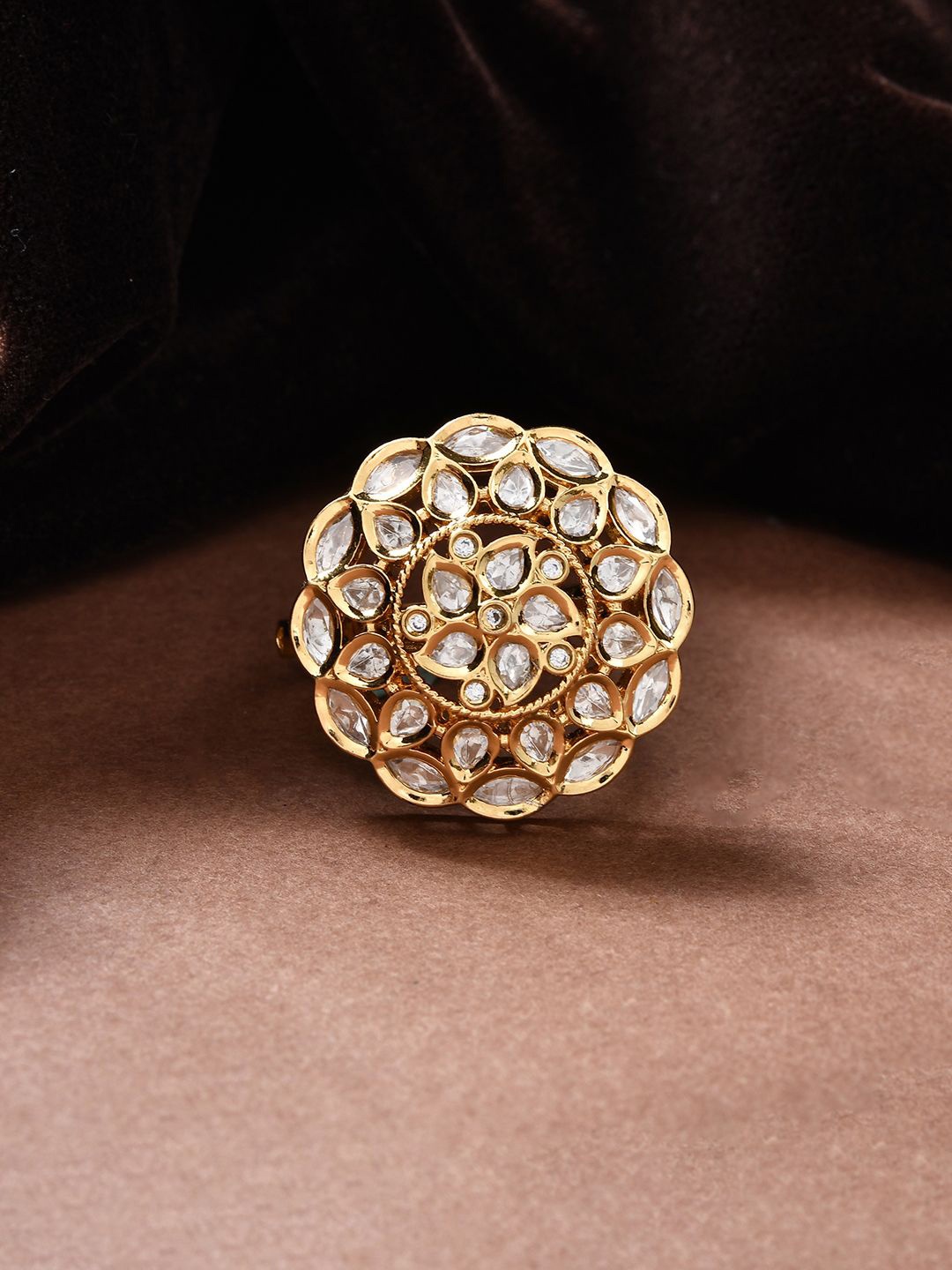 

Voylla Kundan Opulance Shahi Bliss Ring, Gold