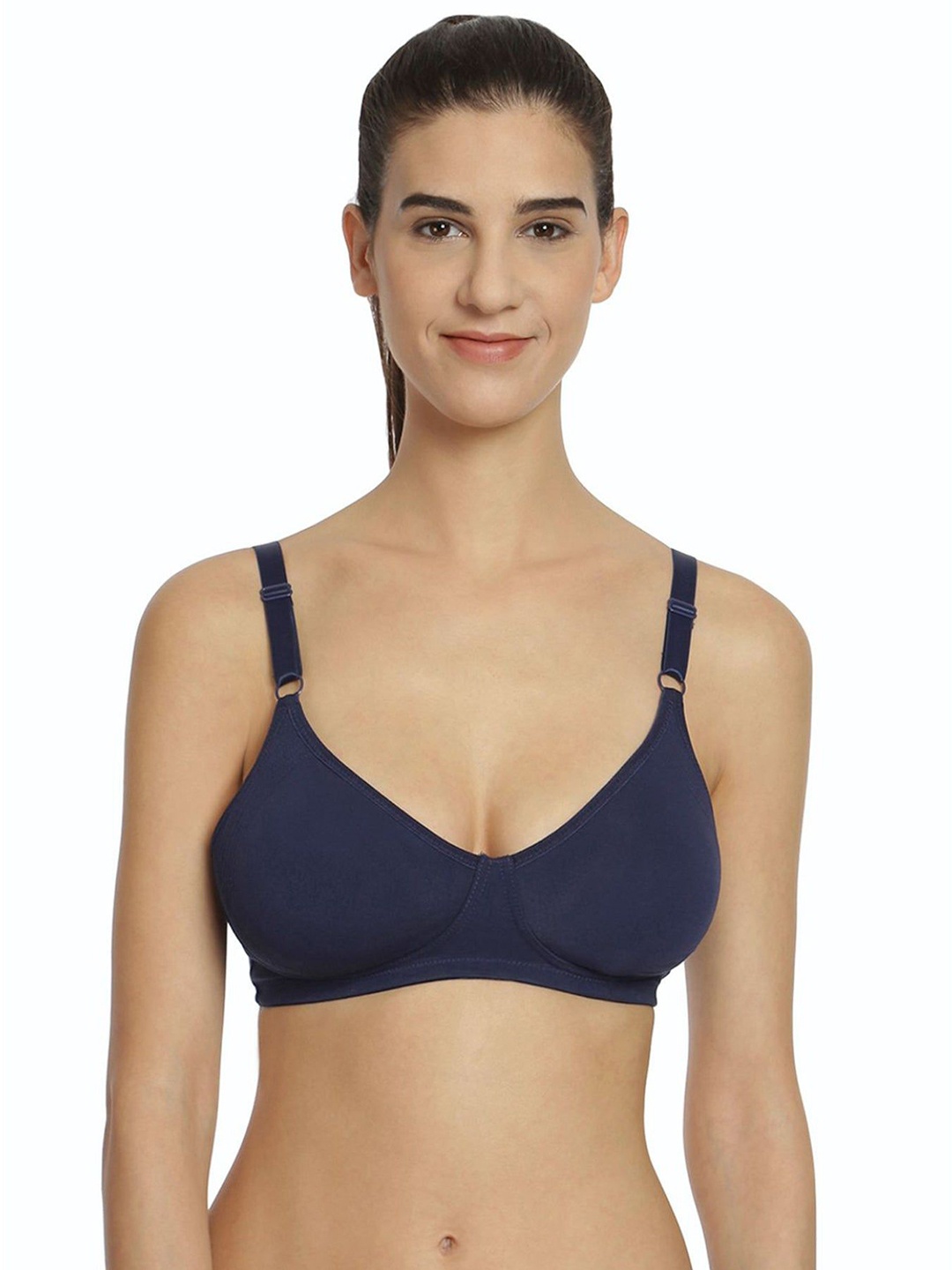 

Soie Medium Coverage Non Padded Non Wired Cotton T-shirt Bra, Navy blue