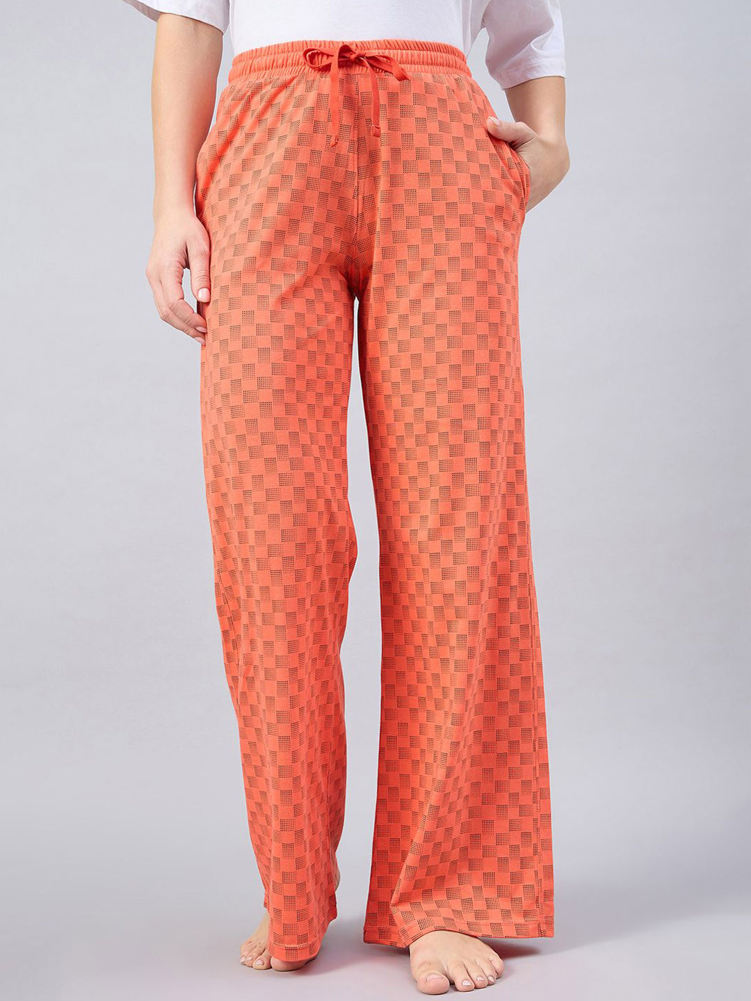 

FEMEA Women Printed Relaxed Fit Lounge Pant, Orange