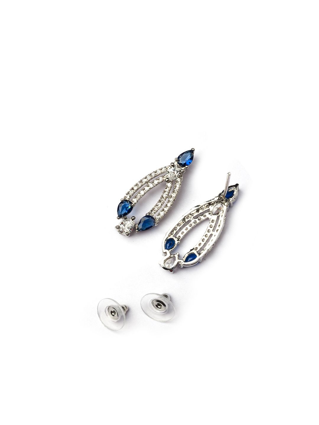 

StileAdda Sleek Silver-Plated American Diamond Studded Jewellery Set