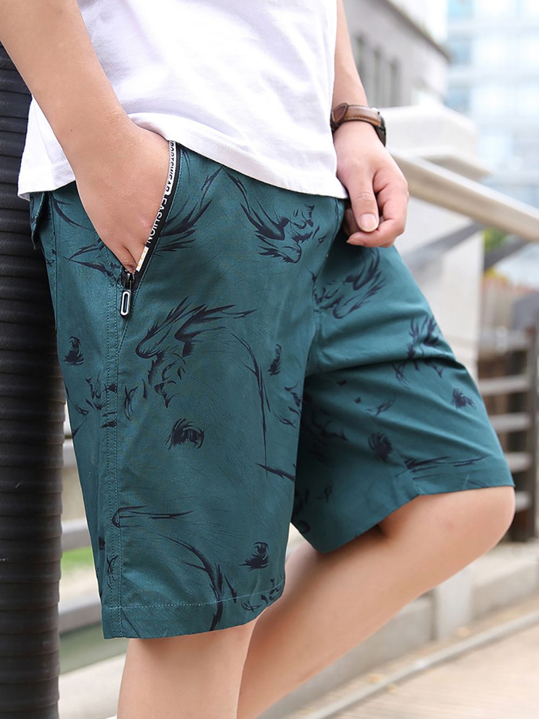 

StyleCast x Revolte Men Printed Shorts, Green