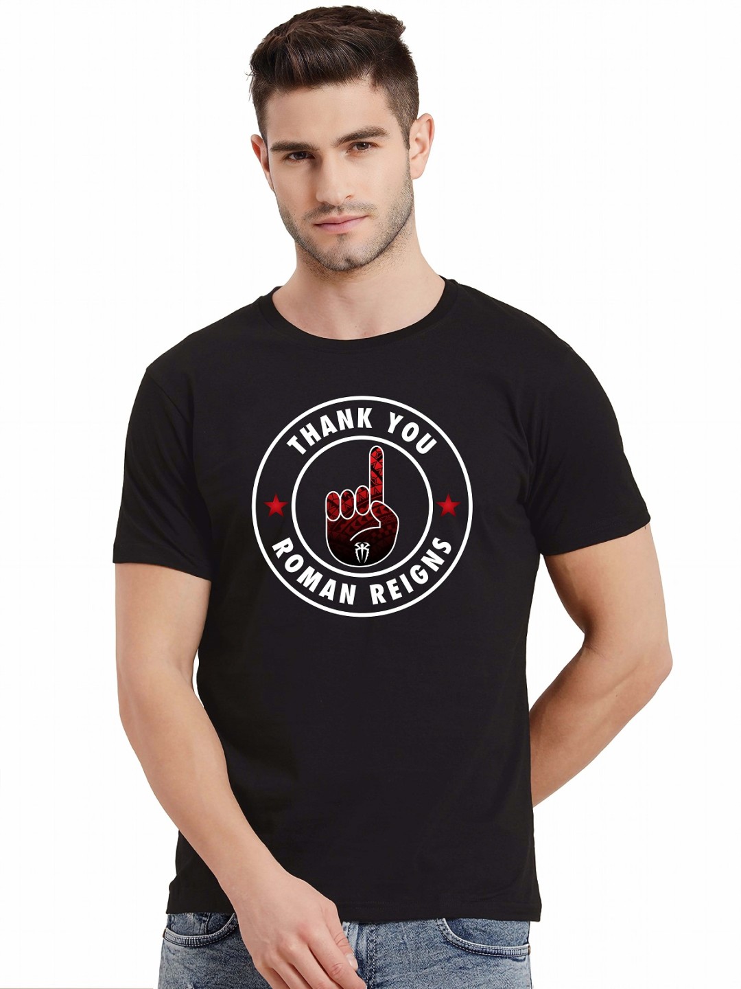 

BOWLIFESTYLE Men Graphic Printed Round Neck Cotton T-shirt, Black