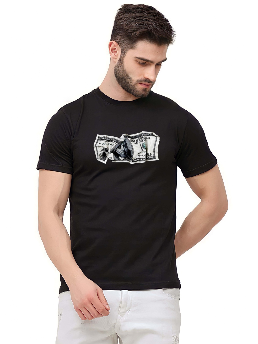 

BOWLIFESTYLE Men Pure Cotton T-shirt, Black