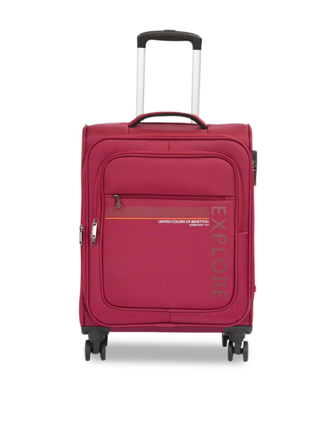 

United Colors of Benetton Garret Plus Printed Soft-Sided Cabin Trolley Bag, Maroon