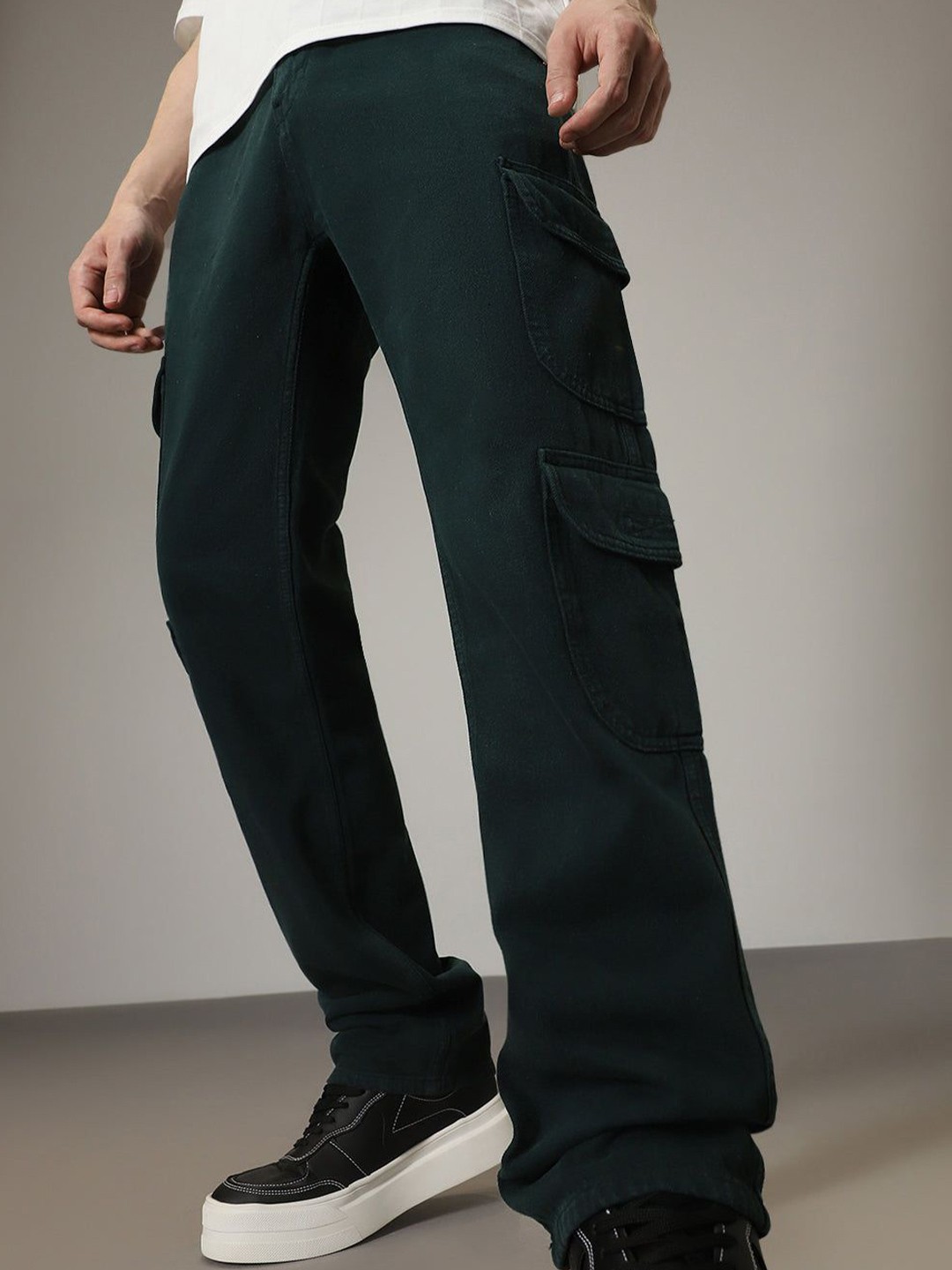 

Banana Club Men Turquoise Double Pocket Cargo Denim Jeans, Turquoise blue