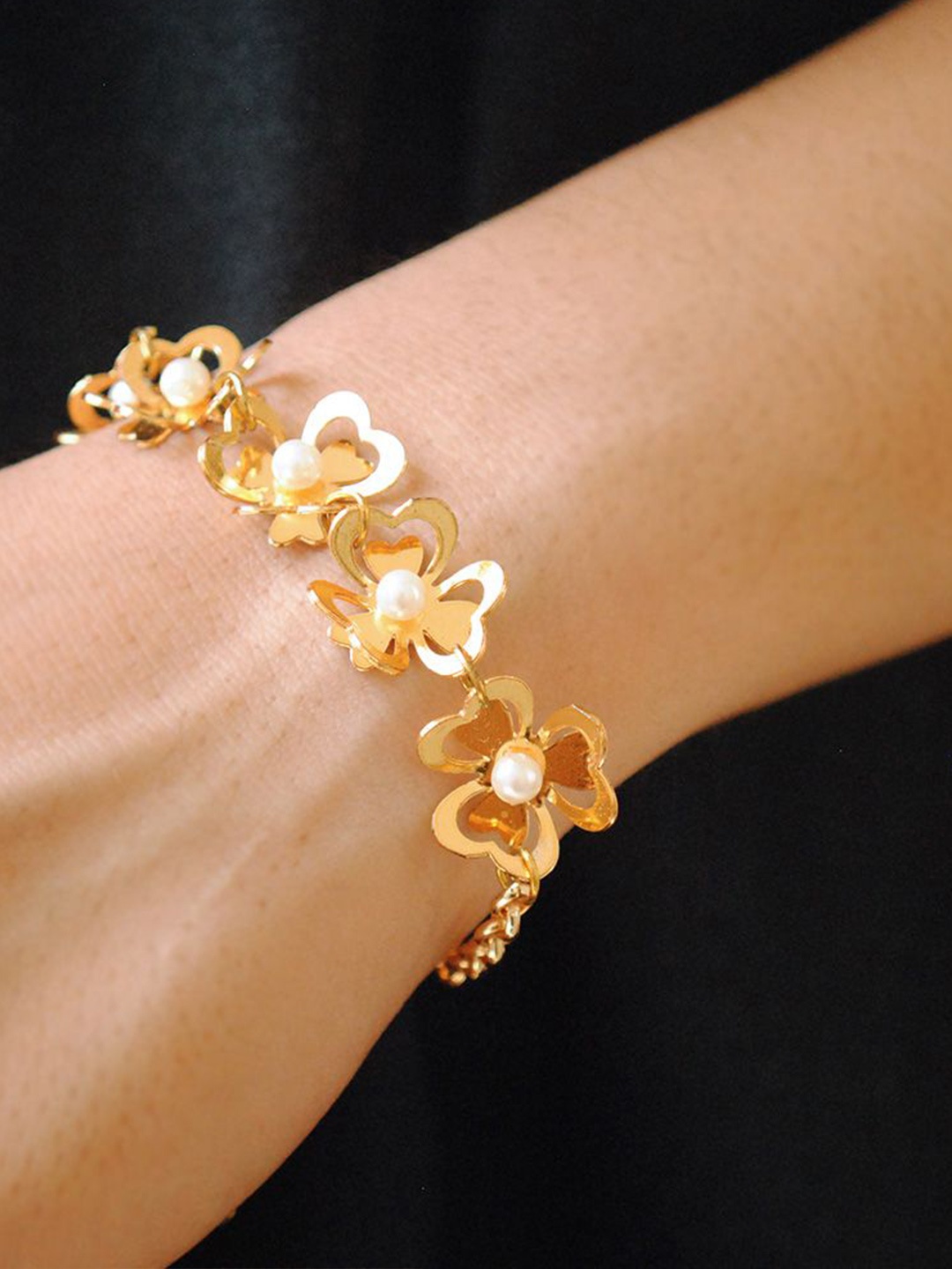 

BeAbhika Women Gold-Plated Pearls Beaded Wraparound Bracelet