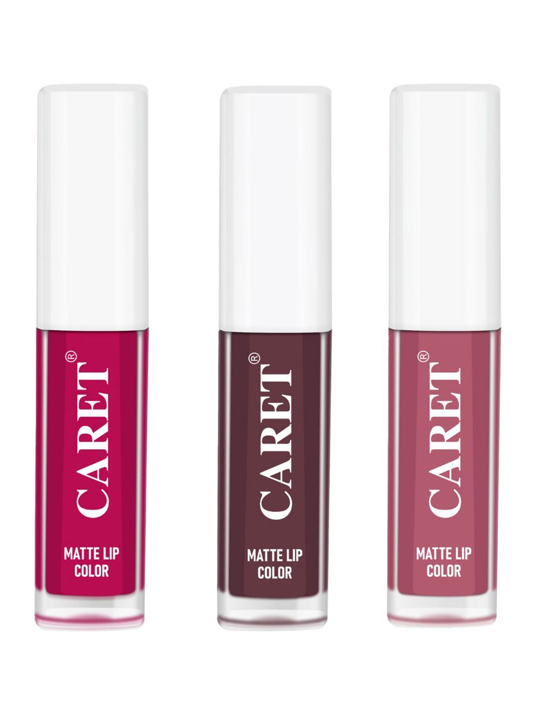 

CARET ORGANIC Set Of 3 Super-Pigmented Liquid Matte Lipsticks - 2 ml Each - 5-7-2, Pink