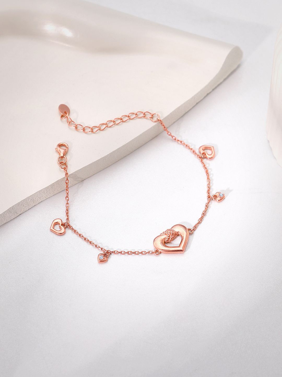 

GIVA Women Sterling Silver Rose Gold-Plated Link Bracelet