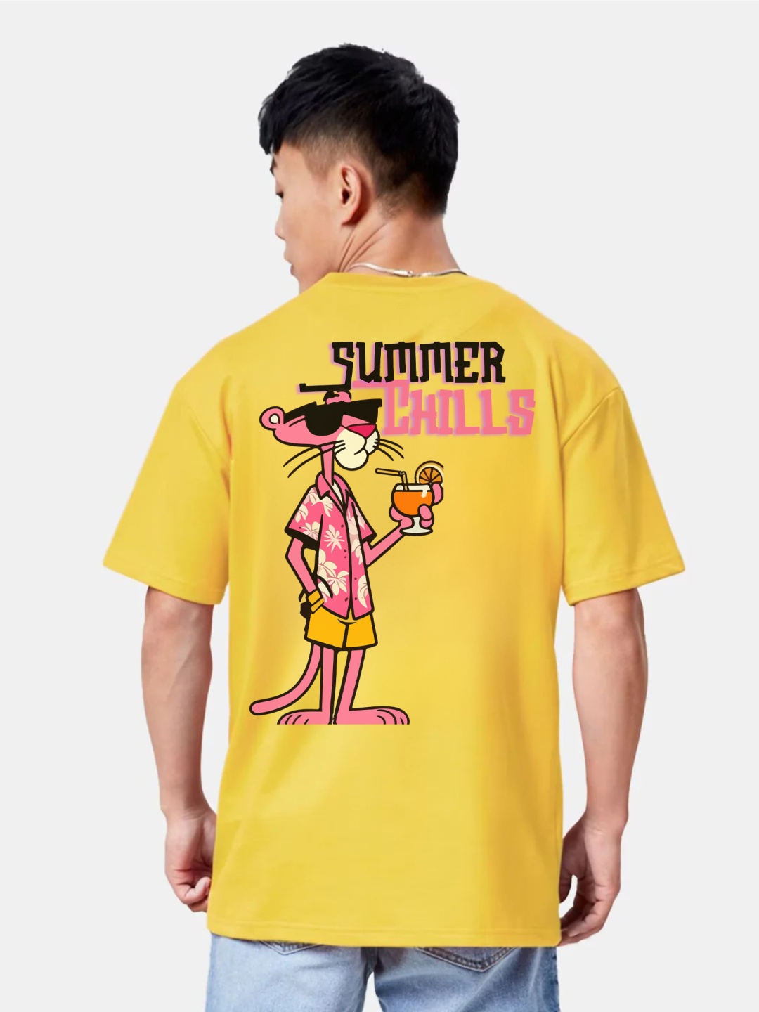 

RARESCAPE Men Printed V-Neck T-shirt, Yellow